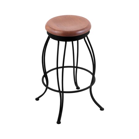 Holland Bar Stool Co 30" Swivel Bar Stool, Black Wrinkle, Med Oak Seat 300030BWMedOak
